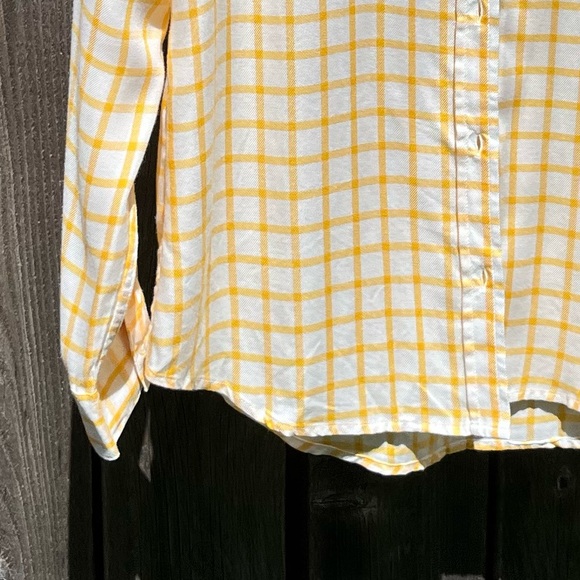 Banana Republic yellow plaid button down shirt size small - Picture 7 of 17
